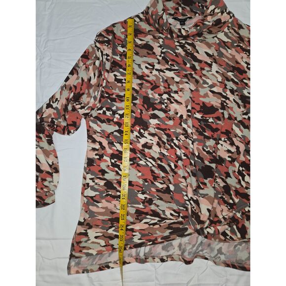 Zac & Rachel Mock Neck Knotted Top Women 2X Orange Multicolor - Picture 2 of 8